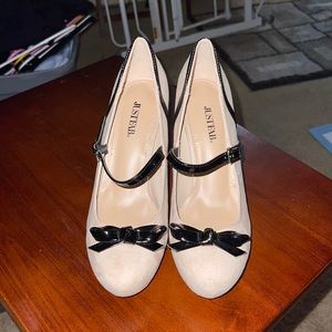 Cream and black heeled Mary Janes size 8